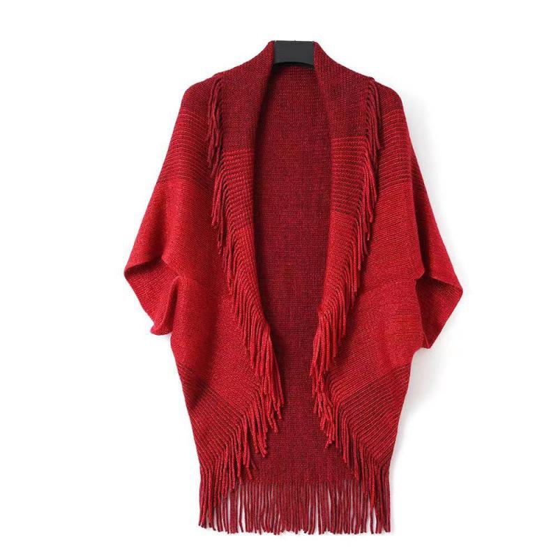 Women's Autumn/Winter Tassel Shawl - Imitation Cashmere Knitted Scarf & Cloak
