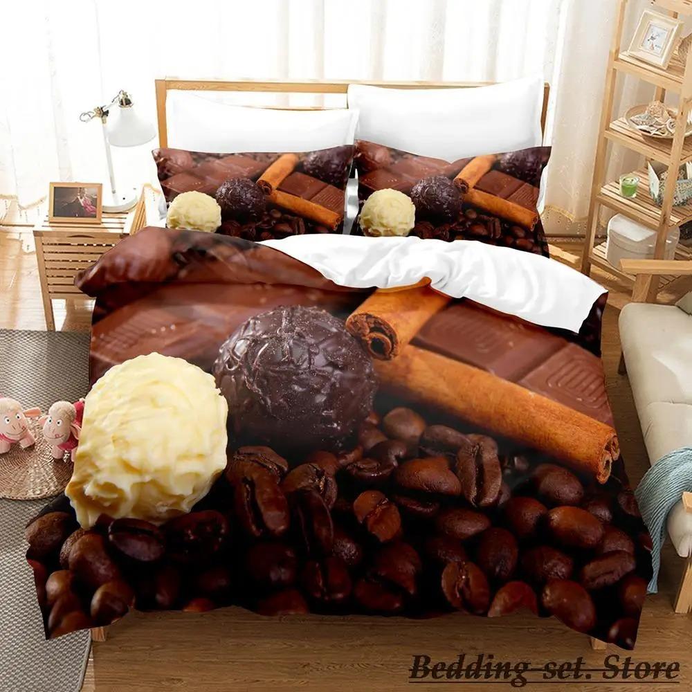 Chocolate Pattern Bedding Set Single Twin Full Queen King Size Anime Duvet Cover for Adult Kid Bedroom