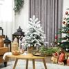 Artificial Mini Christmas Tree, 60 cm, 35 LED Lights, 182 Branches, Snow, Burlap Base
