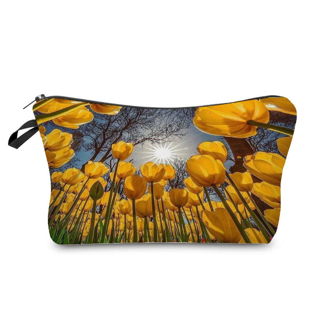 Damen Blumenmuster Kosmetiktasche Toilettenartikel Organizer Reiseaufbewahrungskoffer 6757