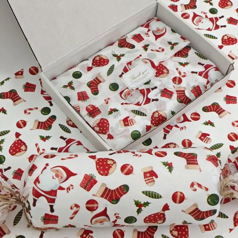 10pcs Snow Pear Paper Christmas Santa Claus Light Elements Gift Wrapping Paper Christmas Packaging Decorative Paper