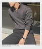 Men's High-End White Half-Turtleneck Zipper Knit Pullover Sweater, Fashionable and Versatile Long-Sleeved Jacket