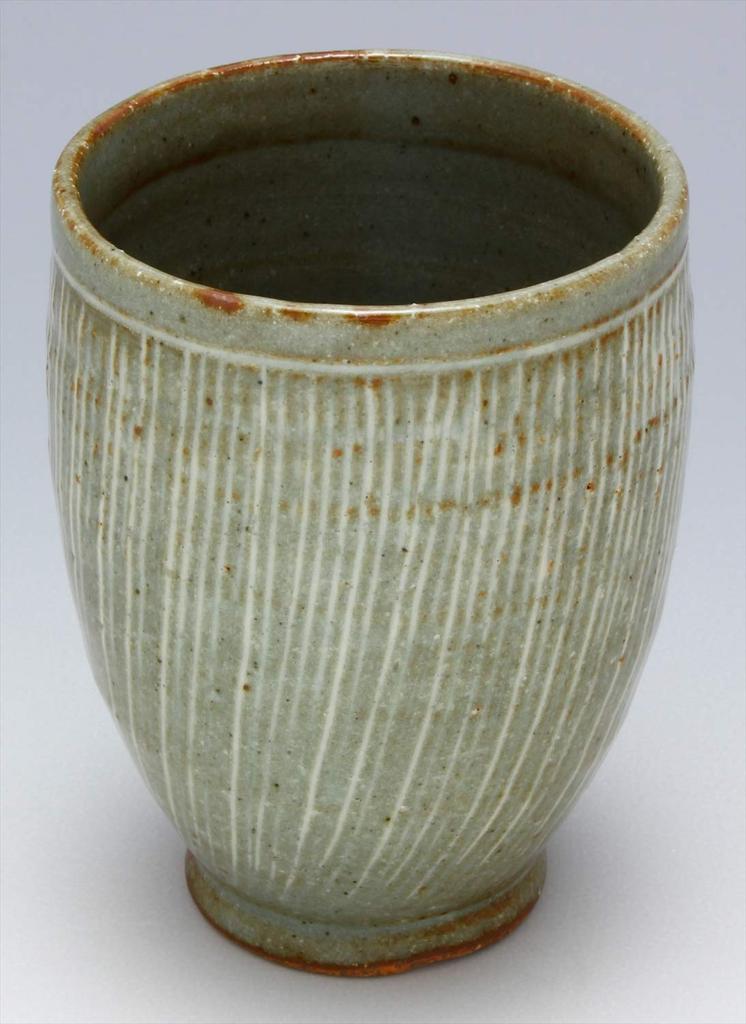 Mino Ware Teacup with Mishima Carving by Michio Approximately 190ml Made In Product Number Ito, Capacity, Japan, 046-0007