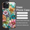 Flower Marble Texture Tempered Glass Phone Case for IPhone 16 Pro Max 16e 15 14 13 12 Mini 11 X XS XR 7 8 14 Plus Abstract Cover