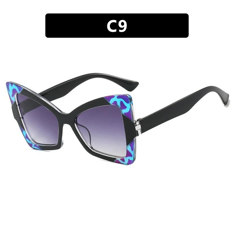 Óculos de Sol Femininos Oversized Olho de Gato da Moda Armação Design de Cor Contrastante Trendy Óculos Borboleta