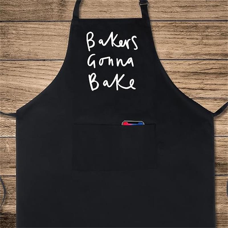 Polyester Halter Neck Kitchen Apron with Letter Design for Home and Restaurant Workwear