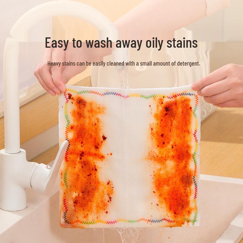 Rainbow 8-Layer Oil-Repellent Kitchen Cloth - Non-Stick Regenerated Cellulose Dish Towel.