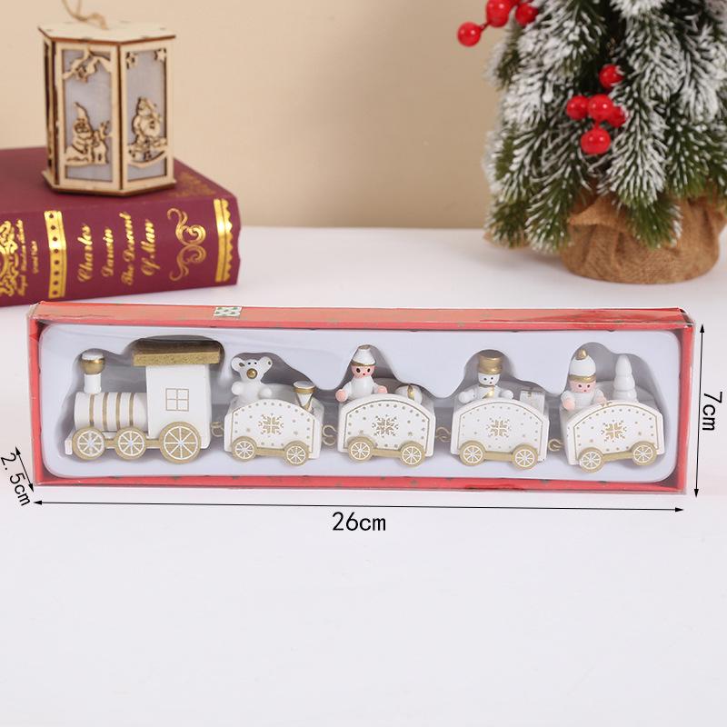 Painted Wooden Christmas Train Ornament - Solid Wood Children's Toy