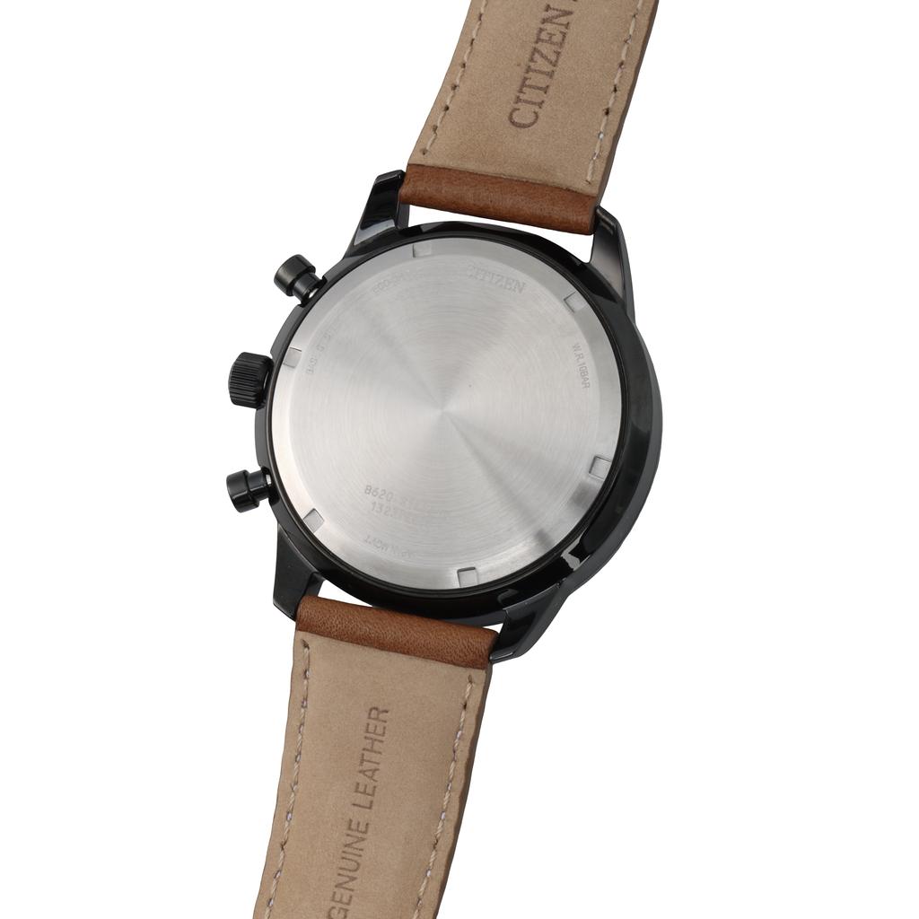 CITIZEN Eco Drive Light Powered Quartz Movement Genuine Leather Strap Watch Men's Watches Black Dial CA4505-12E