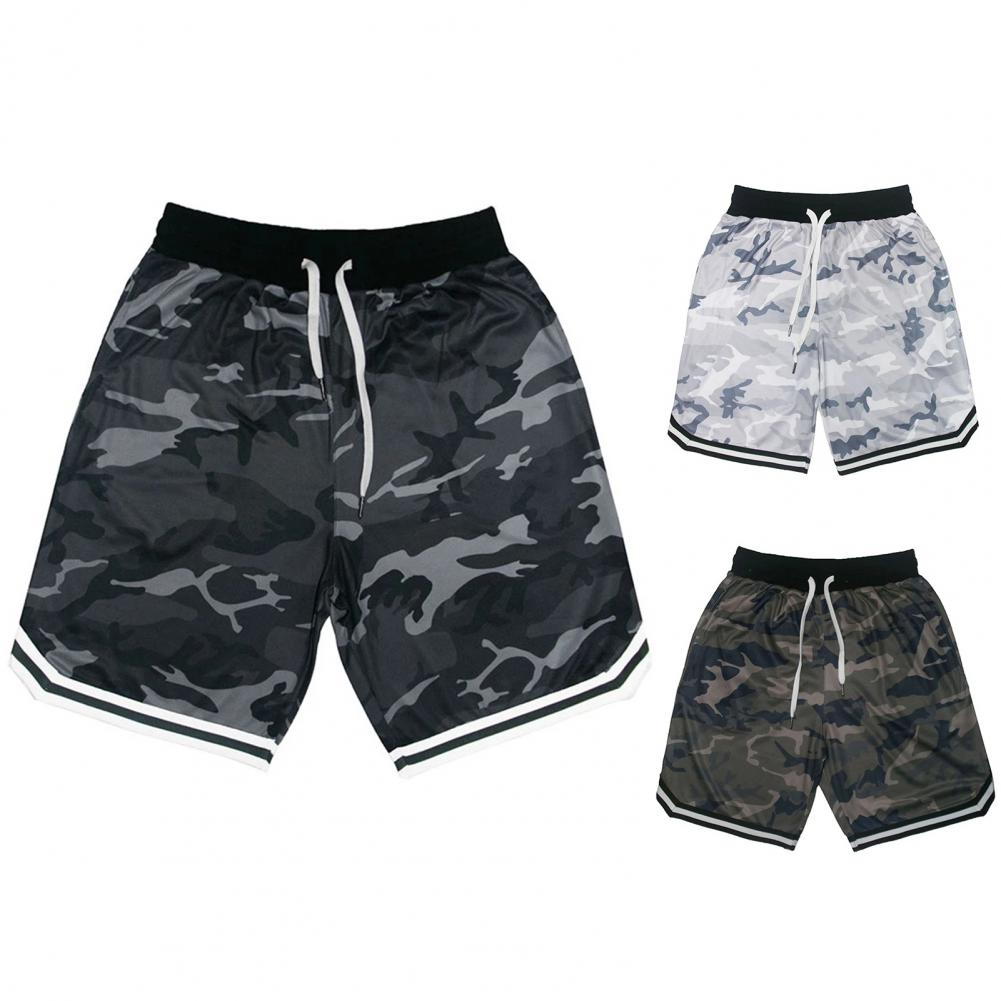 5XL Summer Shorts Men Fitness Shorts Camouflage Design Waist Drawstring Polyester Quick Dry Sports Short Trousers for Outdoor