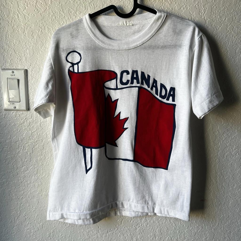 Vintage Canada Flag Single Stitch 100% Cotton T-shirt Mens Tees Top