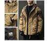 2025 Winter Men's Trendy Color Block Hooded Cotton Jacket: Loose Fit Casual Workwear Outerwear