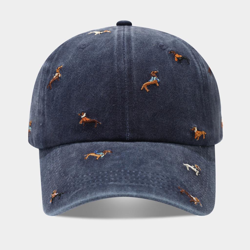 Streetwear Dog Embroidered Baseball Cap With Adjustable Fit For Casual Outdoor Use