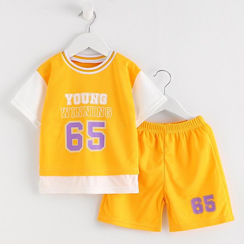 

Детская футболка с коротким рукавом и шорты, спортивный костюм, комплект из двух предметов, летний тонкий детский комплект одежды 110