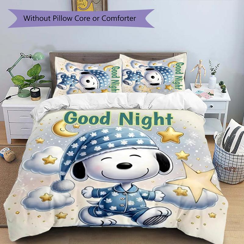 3pcs Happy Puppy pattern bedding set duvet cover set includes duvet cover &pillowcases, perfect all season bedroom decoration & gift