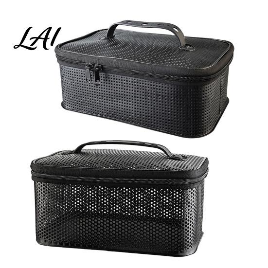 Fishing Accessory Storage Organizer Gear Rinse Box with Carry Handle Zipper Hard Bait Quick Drainage Container Case Portable Tackle Case