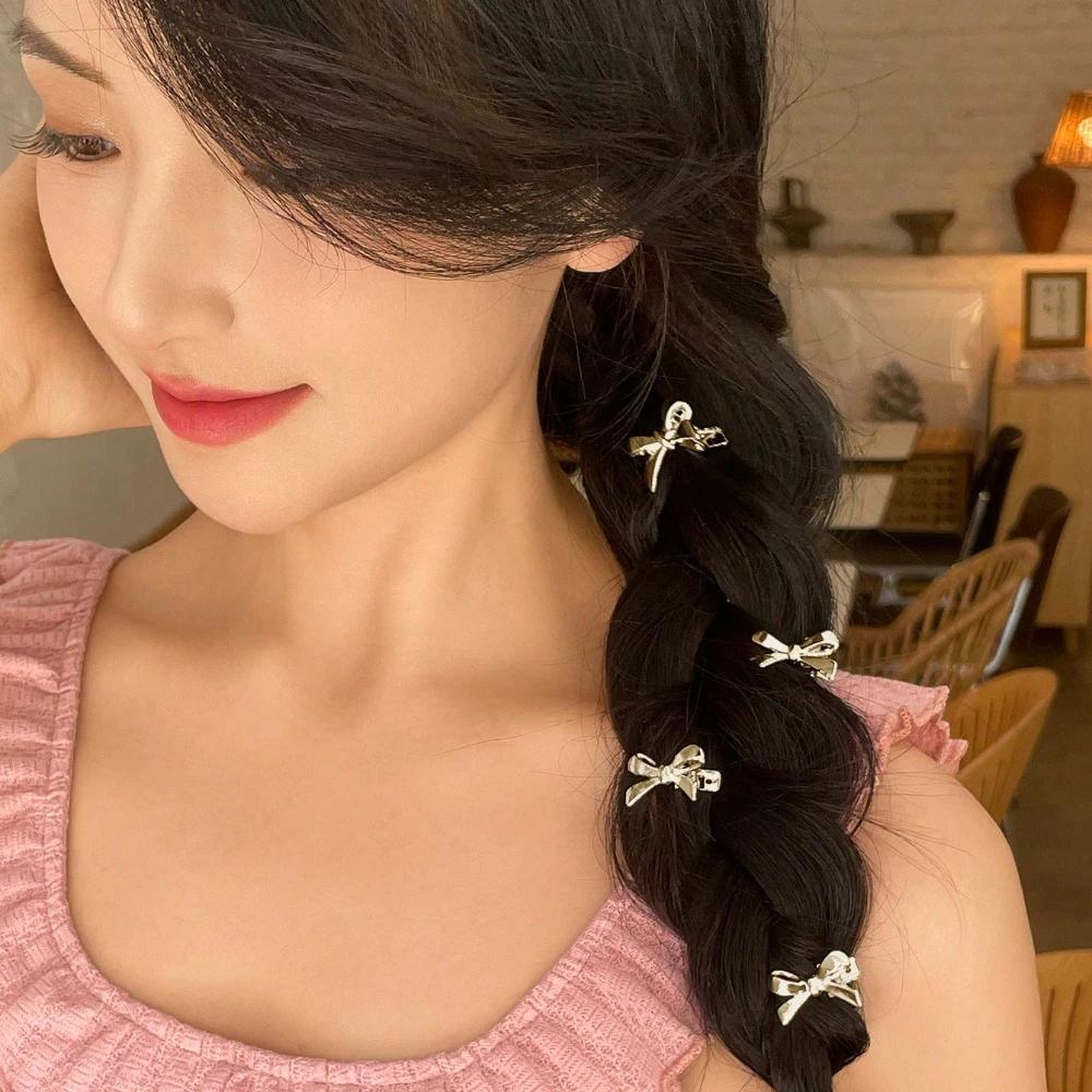 

4pcs Women s fashionable simple metal hair clip sweet bow hair clip срібний