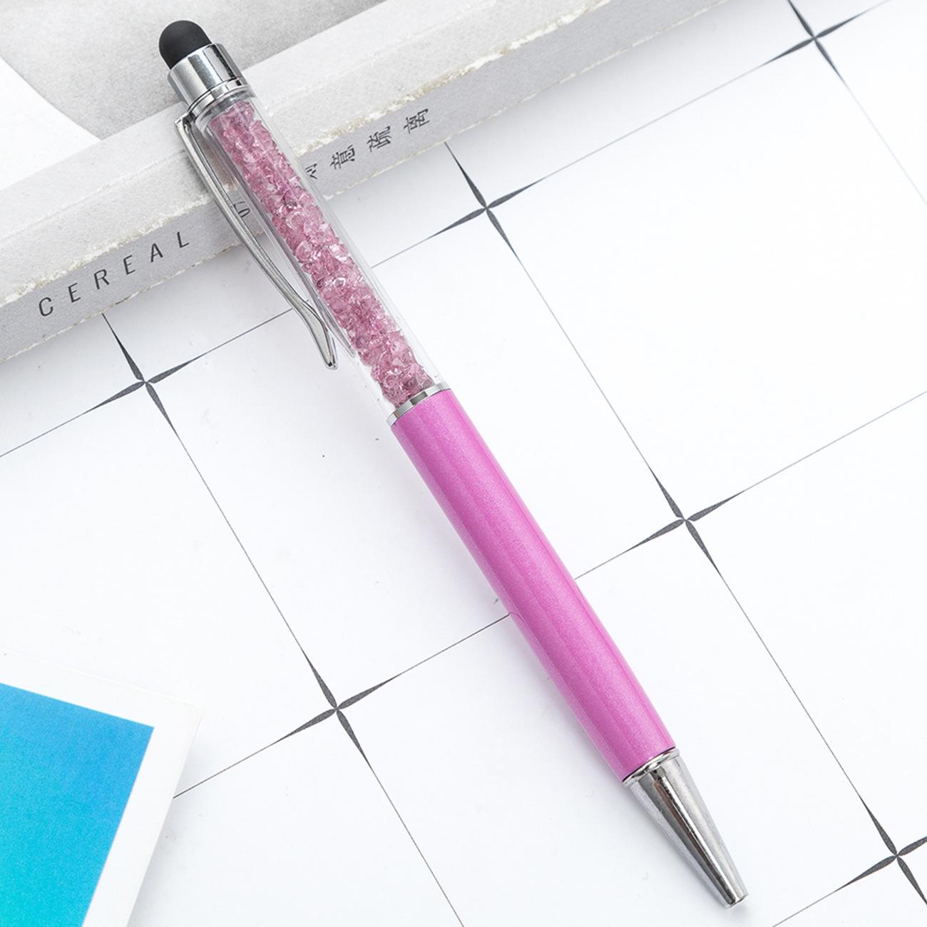 

1 шт., хрустальная шариковая ручка, стилус, сенсорная ручка, канцелярские принадлежности для письма, офисные школьные принадлежности, вращающиеся металлические ручки для медсестер Ink Color：Black