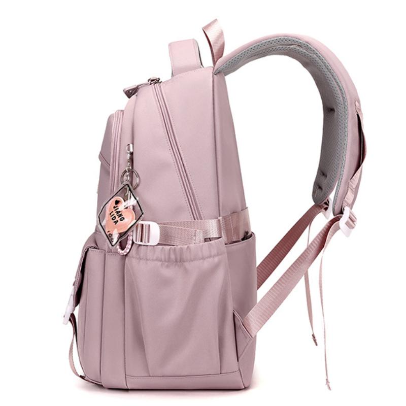 Simple Solid Color Middle School Student Backpack Casual Large Capacity Travel Rucksacks Practical Multi-layer Pockets High School Girls School Bags