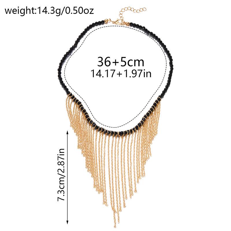 Tassel Necklace - European & American Cross-border Jewelry with Exaggerated Pendant, Niche Rice Bead, Clavicle Chain for Women