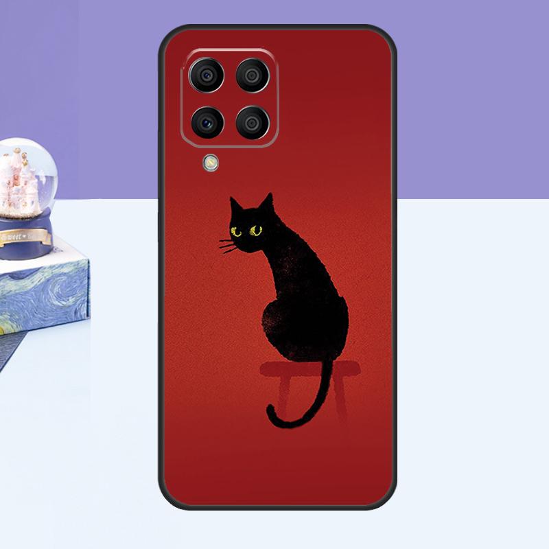 Black Cat Face Kitty Case For Samsung Galaxy M14 M54 M13 M23 M16 M11 M21 M31 M20 M34 M52 M32 M12 M36 M56 M15 M55