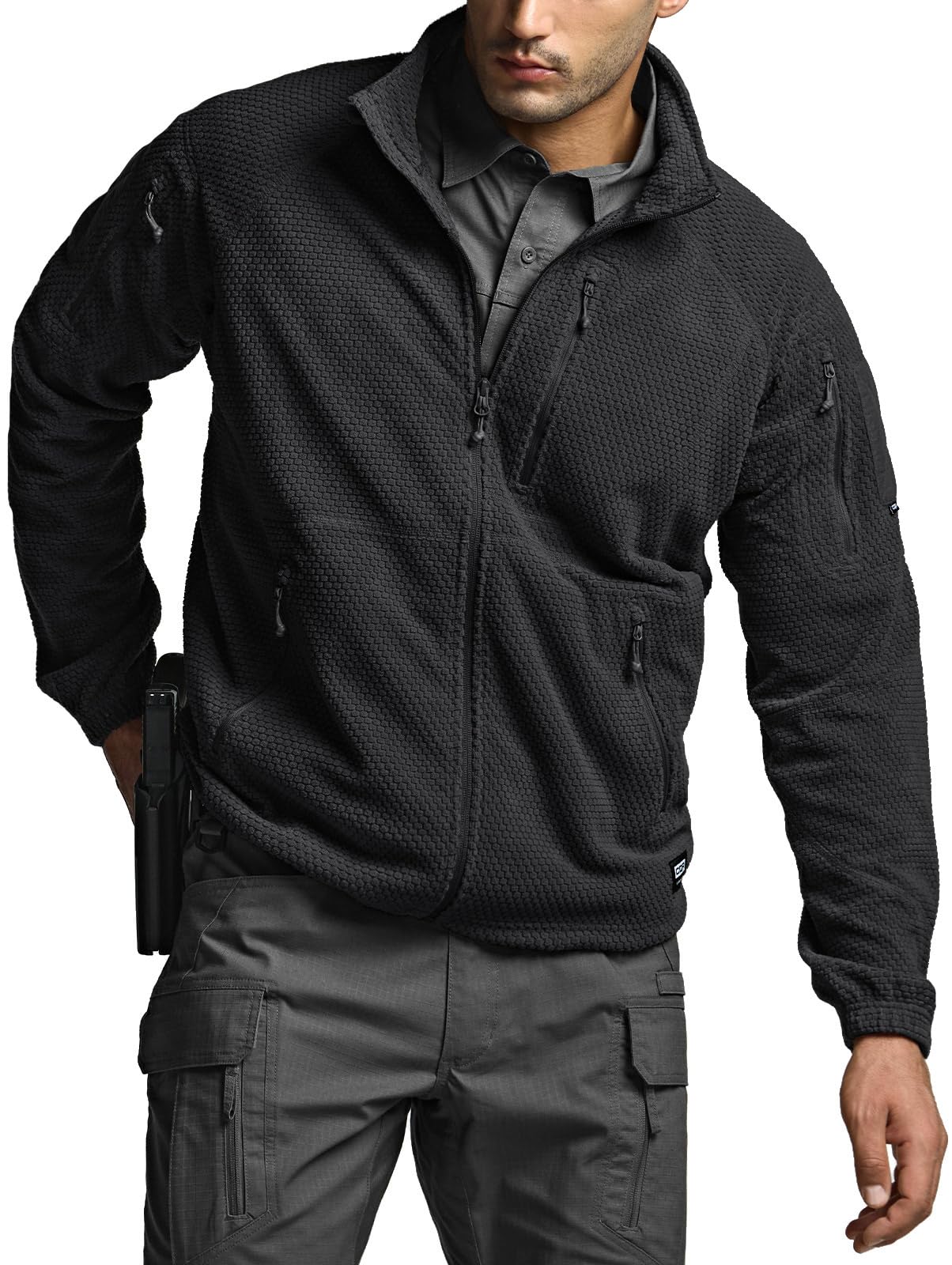 

CQR Zip Up Parka Heat Grid Fleece для горных повседневных условий с нагрудным карманом для мужчин [универсальная/легкая, с удержанием веса] весна, осень, зима,