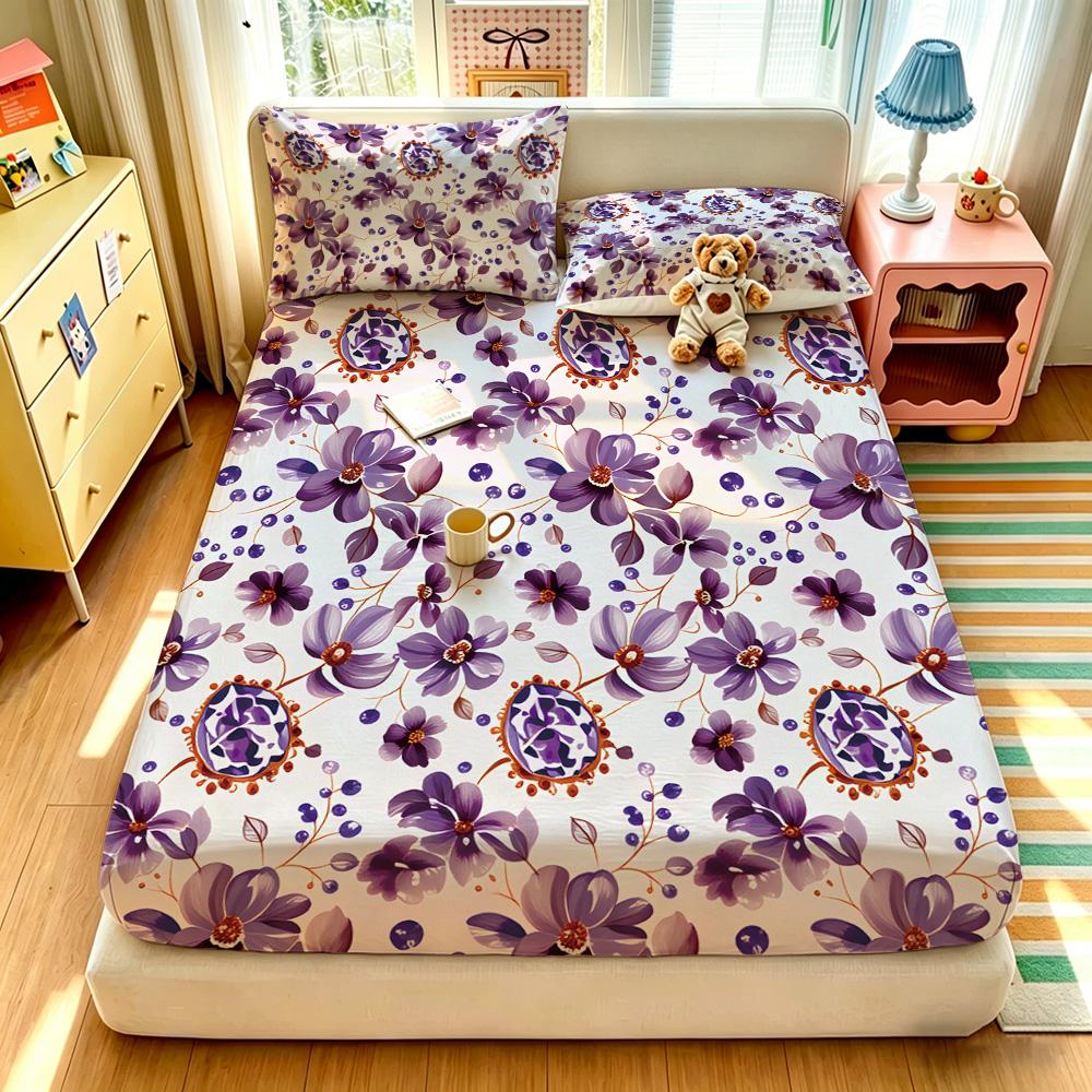 3pcs Colorful Floral Printed Coreless Bed Sheet Set, Multi Size Soft Bed Cover, Bedroom Bedding, Gift Decoration