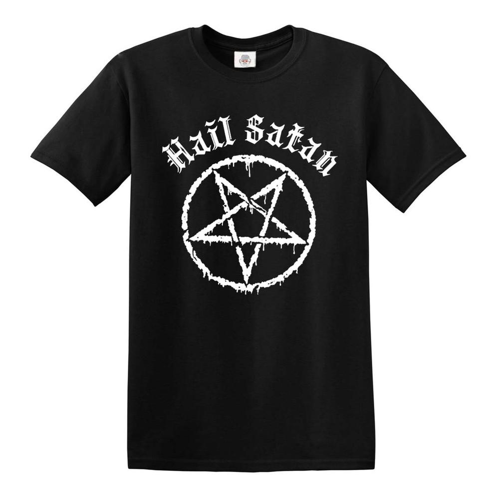 Hail Satan T Shirt Pentagram Star Rock Goth Unholy Satanic Devil Punk Top Tee