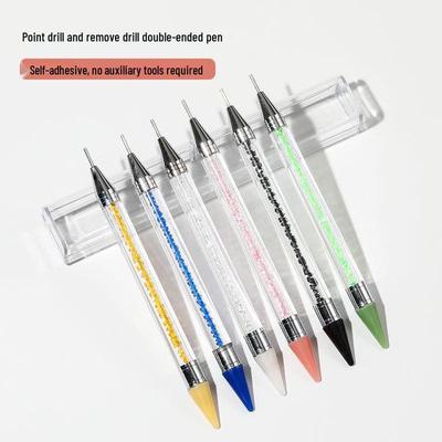 Double-Headed Nail Art Dotting Pen with Wax Tip – Rhinestone Picker, Dotting Flower Tool, and Crystal Rod Pen.