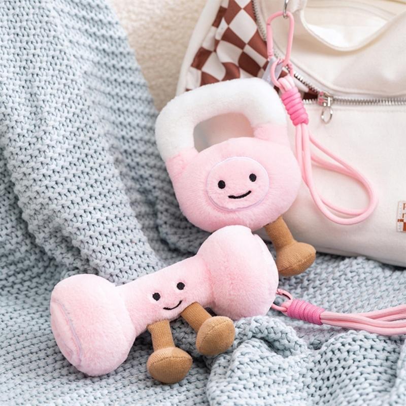 Dumbbell Kettlebell Barbell Plush Pendant Mini Gym Charm Soft Floppy Toy Desk Accessories Safe Kids Play Companion
