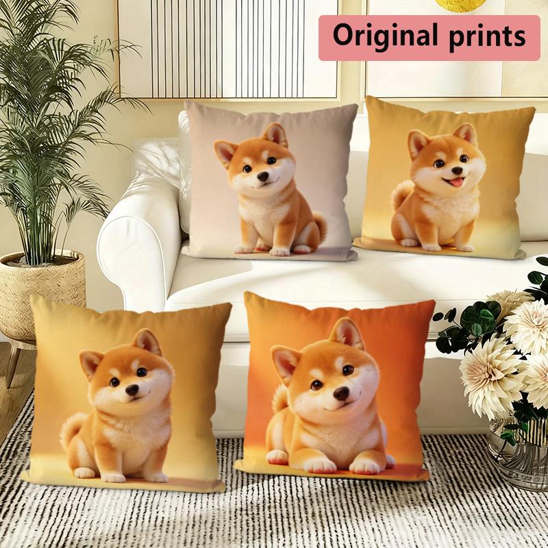 Cute Shiba Inu Dog Print Throw Pillow Covers Pattern Cushion Cover Suitable For Sofa Bedroom Car Pillow Cover