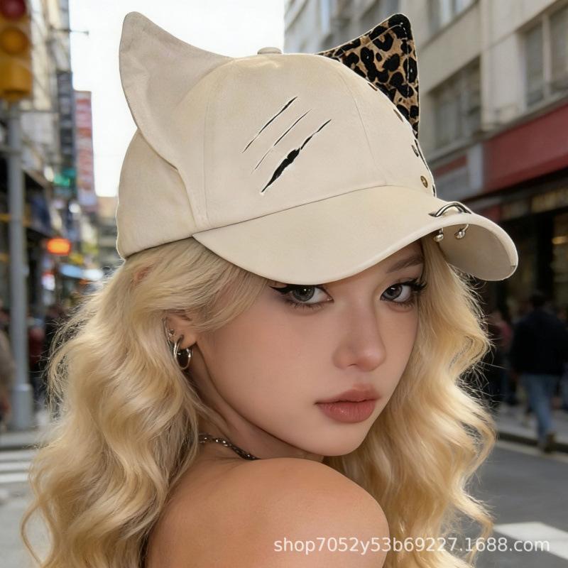 Fashion Hat New Baseball Cap Children's Spring Fashion Rivet Ripped Peaked Cap Big Brim Trendy and Small Face