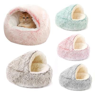 Cama Ninho para Gato Cama Caverna para Gato Coberta com Pelúcia Cama Quente e Fofa para Animais de Estimação com Fundo Antiderrapante Cama Calmante para Filhotes para Cães Pequenos Gatos