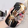 Skeleton Skull Flower For IPhone 16 Pro Max 11 12 Mini 13 14 P Lus 15 Plus 7 8 Se 2020 X Xs Elliptical Tempered Glass Phone Case