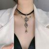 Neo-Gothic Crystal Multi-Layer Leather Necklace Exquisite Star Water Drop Choker Necklace for Women Girls Party Wedding Jewelry