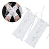 Gothic Frilly Fingerless Gloves Lace-Up Ribbon Ribbed Knit Arm Warmers for Women