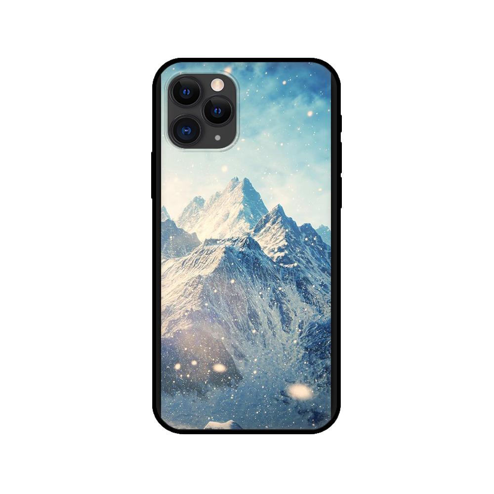 Black tpu case for iphone 5 5s se 2020 6 6s 7 8 plus x 10 XR XS 11 12 mini pro MAX back cover Winter Snow Mountain Scene