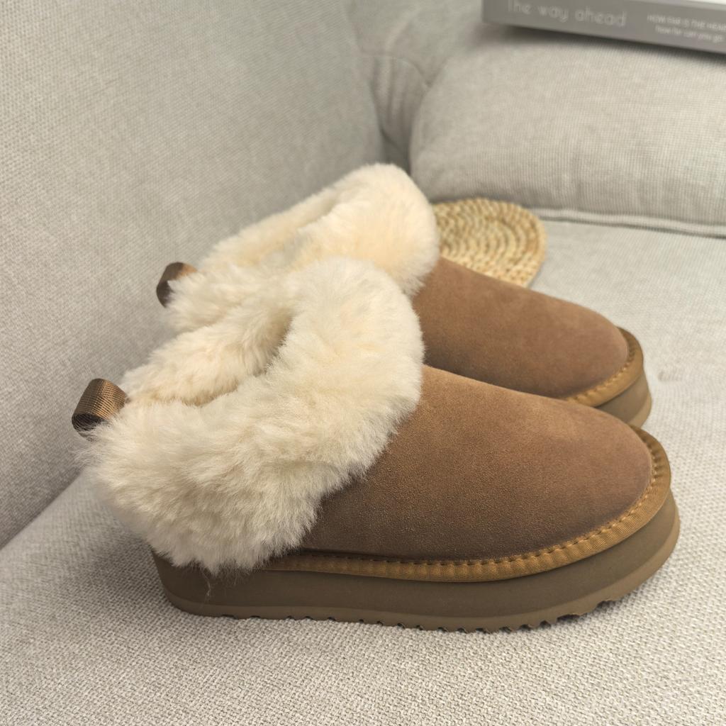 Cowhide women's shoes Tazt sheepskin fur integrated snow boots winter warm non-slip large cotton shoes women's snow boots