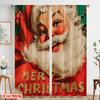 2pcs,2D Plane Printing Light Filtering Curtains Santa with Red & Green Holiday Colors Durable 100% Polyester Fabric (without