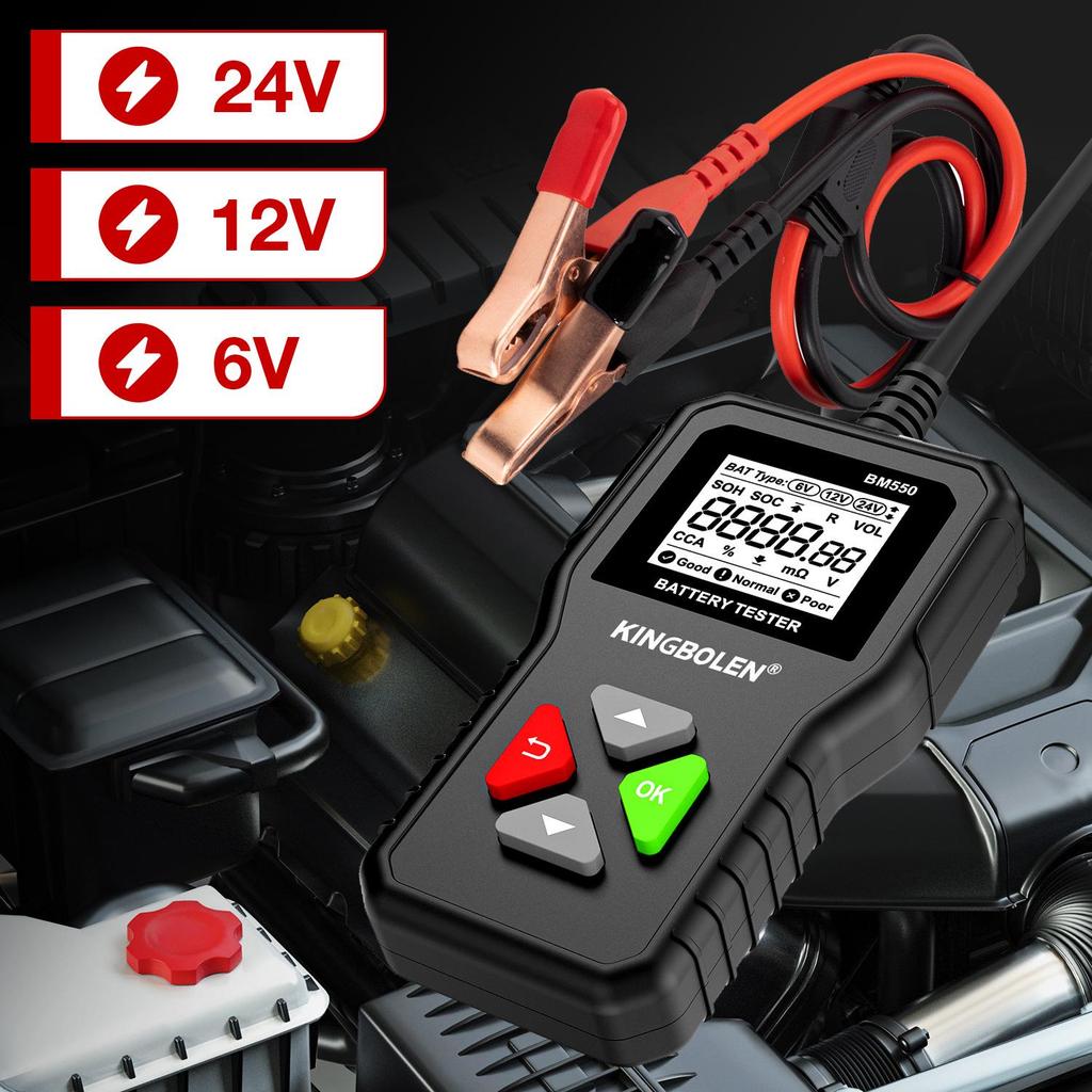 BM550 Multifunctional Battery Tester for 6V/12V/24V Vehicles with Intelligent Digital Display