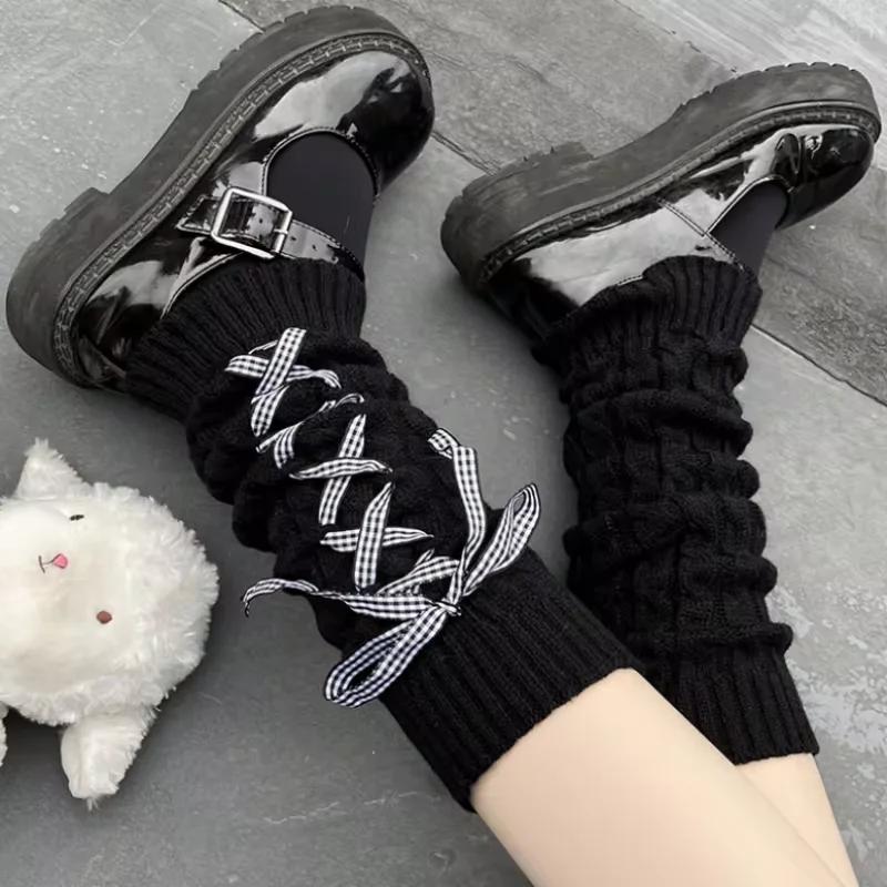 Y2K Women's Leg Warmers Japanese Lolita Long Socks Wool Knitted Foot Cover Arm Warmer Autumn Winter Crochet Heap Sock Boot Cuffs