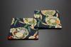gold brocade kimono set of 2 Japanese-style coasters, (Aoi design)