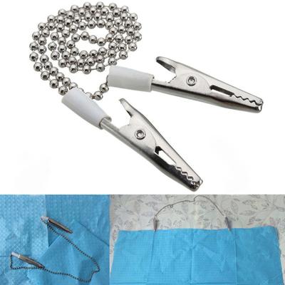 Dental Clip Flexible Metal Lab Bib Ball Chain Reusable Napkin Holder