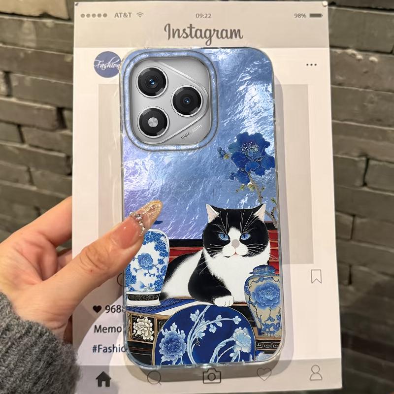 Green Creative Flower Vase Cat Women Phone Case For Iphone 17 Air 16 16e 17e 15 Plus 14 13 12 11 Pro Max Protective Fundas Cover