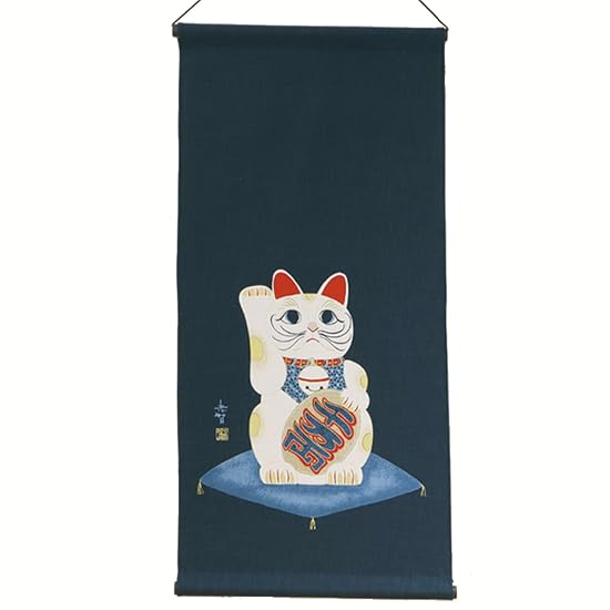 Maruzen Tapestry Cotton Large Tapestry (Paper Tube Set) Maneki-neko Approx. 46×98cm Made in Japan M-