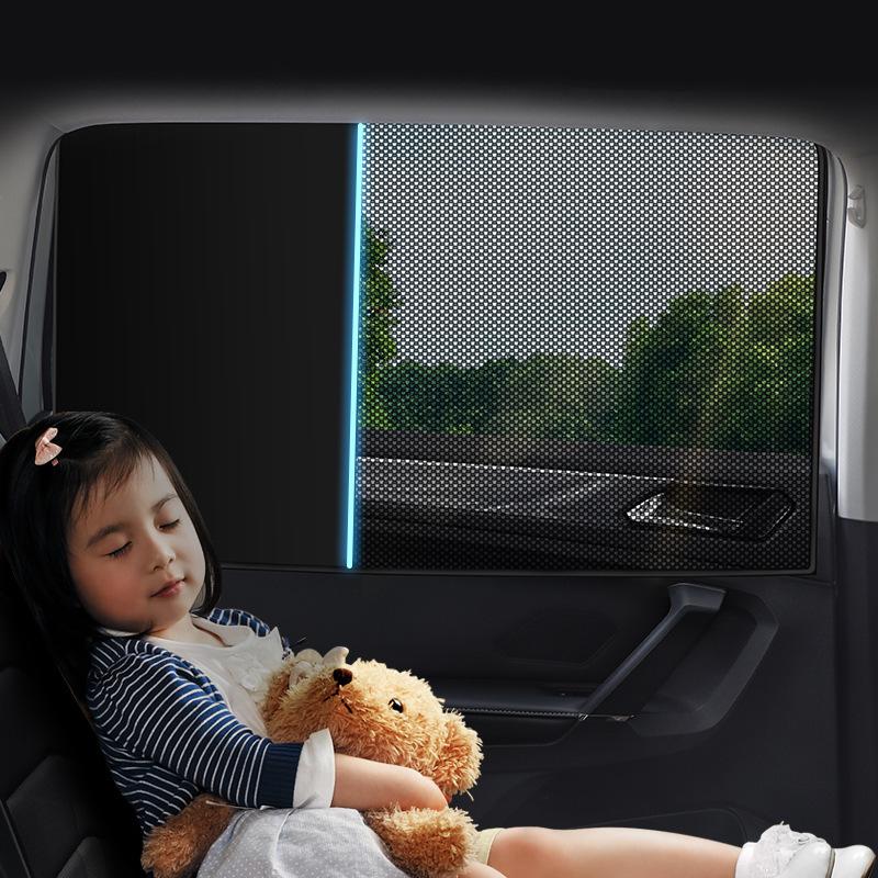 Magnetic Two-Tone Sunshade Curtains for Car Windows - Heat Insulation & Sun Protection