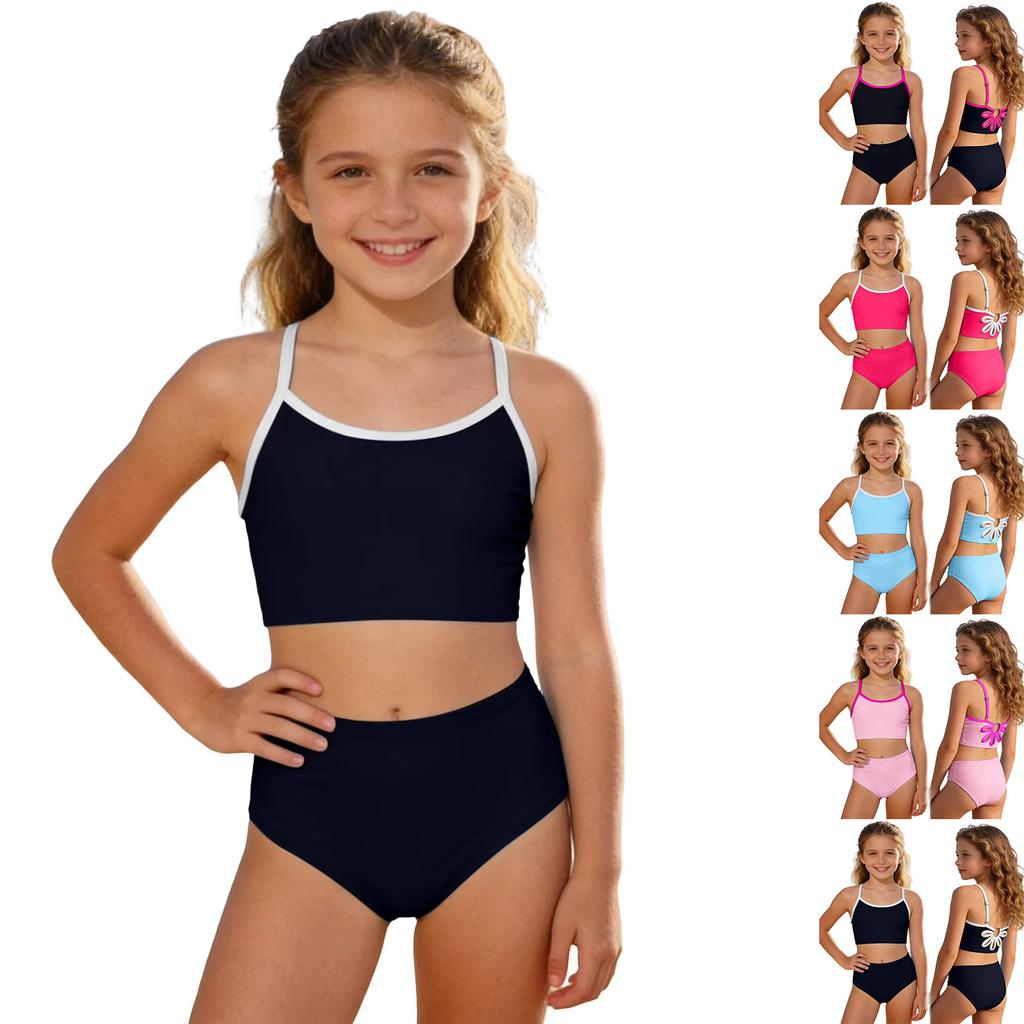 Girls Color Bikini Set Two Piece Swimsuits for Kids Summer Beach Vacation