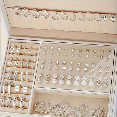 TEUM SHEIN Minimalist Pearl Jewelry Set: Bracelet, Ring, Earrings, Necklace (No Box)