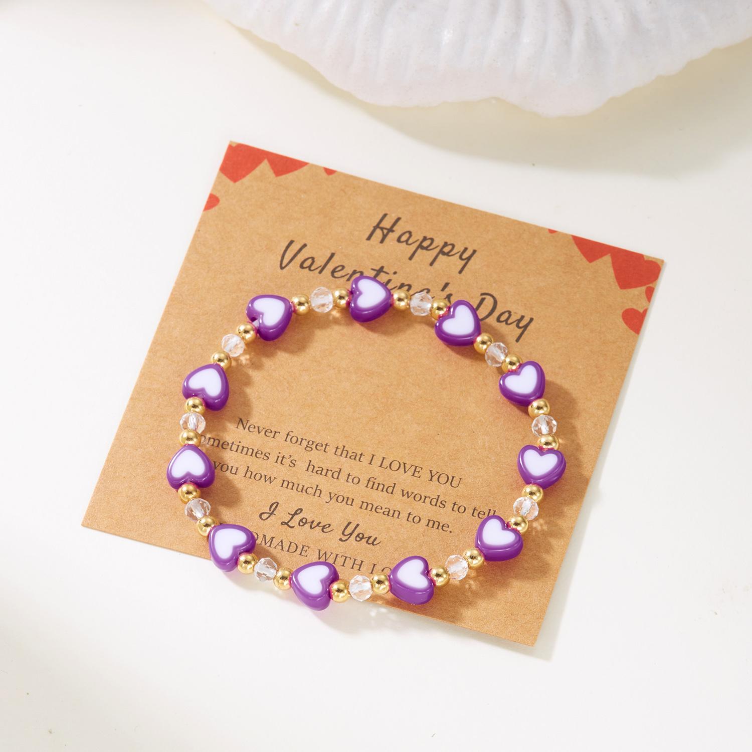 

Handmade Polymer Clay Beaded Bracelet for Women Girls Cute Sweet Love Letter Heart Pattern Bracelet Valentine s Day Jewelry Gift
