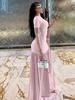 2026 European Women's Slim Fit Patchwork Dress - Fashionable Summer Round Neck with Slit